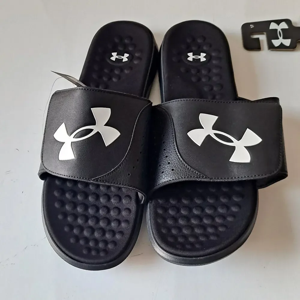 NWT Under Armour UA Ignite Pro Flip Flop Slide Sandals Black Mens Casual Size 17